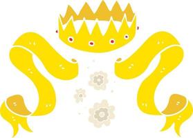 flat color illustration of a cartoon crown and scroll vector