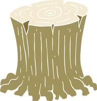 flat color illustration of a cartoon big tree stump vector