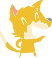 laughing fox flat color style cartoon vector