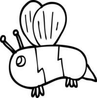 abeja gorda de dibujos animados de dibujo lineal vector