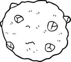 line drawing cartoon chocolate chip cookie vector