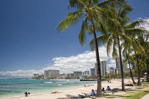 Hawaii oahu island Waikiki beach panorama photo