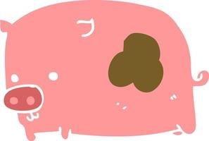 flat color style cartoon pig vector