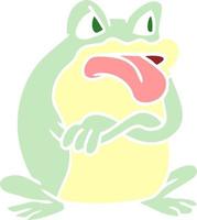 grumpy flat color style cartoon frog vector