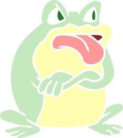 grumpy flat color style cartoon frog vector