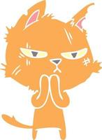 tough flat color style cartoon cat vector