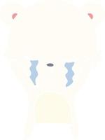 crying flat color style cartoon polarbear vector