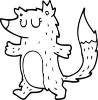 line drawing cartoon fox vector