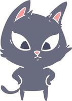 confused flat color style cartoon cat vector