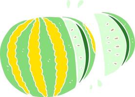 flat color illustration of a cartoon watermelon vector