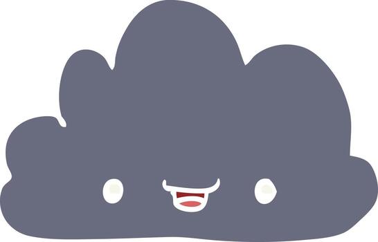 flat color style cartoon tiny happy cloud vector