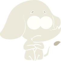 flat color style cartoon unsure elephant vector