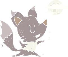 flat color style cartoon halloween werewolf changing in moonlight vector