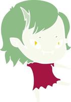 flat color style cartoon friendly vampire girl vector