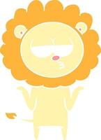 flat color style cartoon bored lion vector