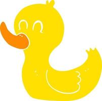 flat color illustration of a cartoon cute duck vector