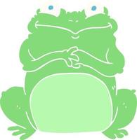 flat color illustration of a cartoon funny frog vector
