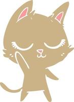 calm flat color style cartoon cat vector