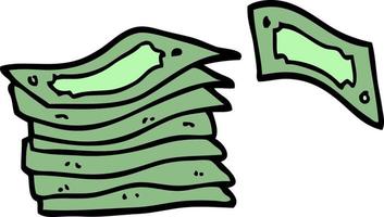 cartoon doodle stack of money vector