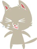 flat color style cartoon cat hissing vector