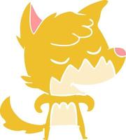 friendly flat color style cartoon fox vector