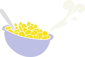 flat color illustration of a cartoon bowl of cereal vector