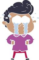 flat color style cartoon crying man with hands on hips vector