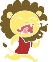 flat color style cartoon roaring lion vector