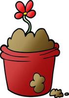 cartoon doodle flower pot vector