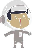 happy flat color style cartoon astronaut vector