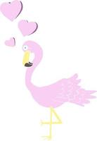 flat color illustration of a cartoon flamingo in love vector