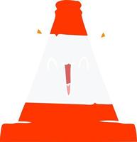 flat color style cartoon road traffic cone vector