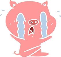 crying pig flat color style cartoon vector