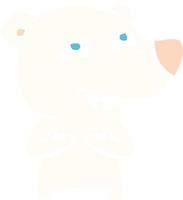 flat color style cartoon polar bear showing teeth vector