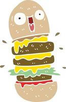 caricatura, garabato, hamburguesa vector