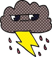 cartoon doodle angry storm cloud vector