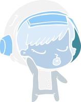 flat color style cartoon pretty astronaut girl vector