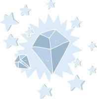 flat color illustration of a cartoon sparkling diamond vector