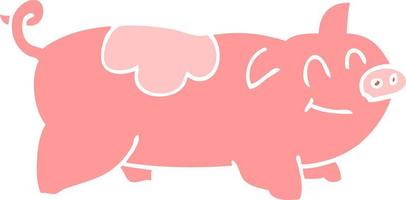 flat color illustration of a cartoon pig vector