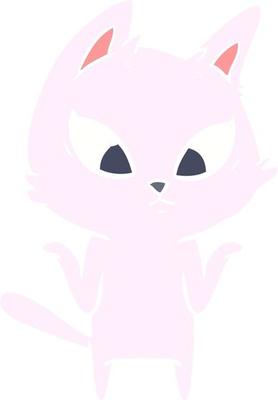 confused flat color style cartoon cat shrugging shoulders