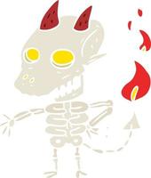 flat color style cartoon spooky skeleton demon vector