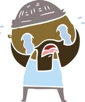 flat color style cartoon bearded man crying vector