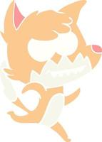 flat color style cartoon grinning fox vector