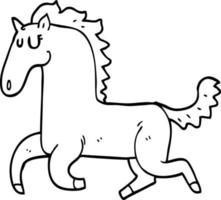 caballo corriendo de dibujos animados de dibujo lineal vector