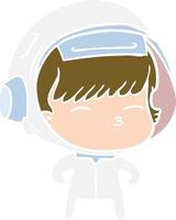 flat color style cartoon curious astronaut vector