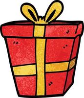 cartoon doodle wrapped present vector