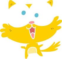 cute flat color style cartoon crazy cat vector