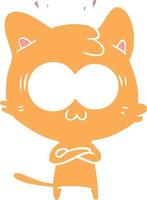 flat color style cartoon surprised cat vector