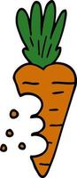 cartoon doodle carrot with bite marks vector