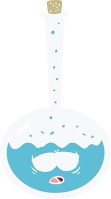 flat color style cartoon chemical reaction